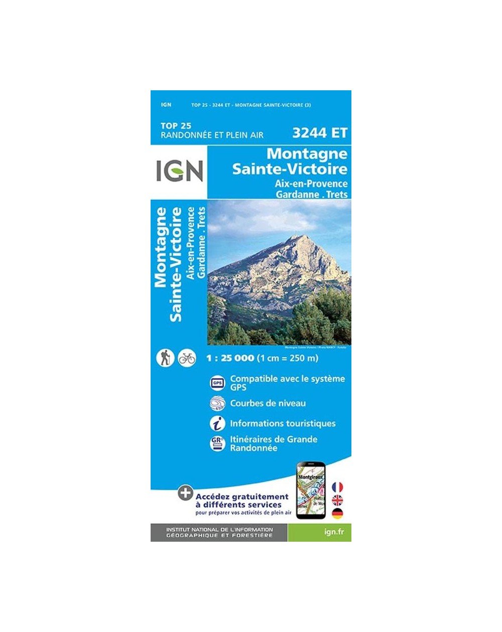 Carte IGN Montagne Sainte-Victoire 3244ET