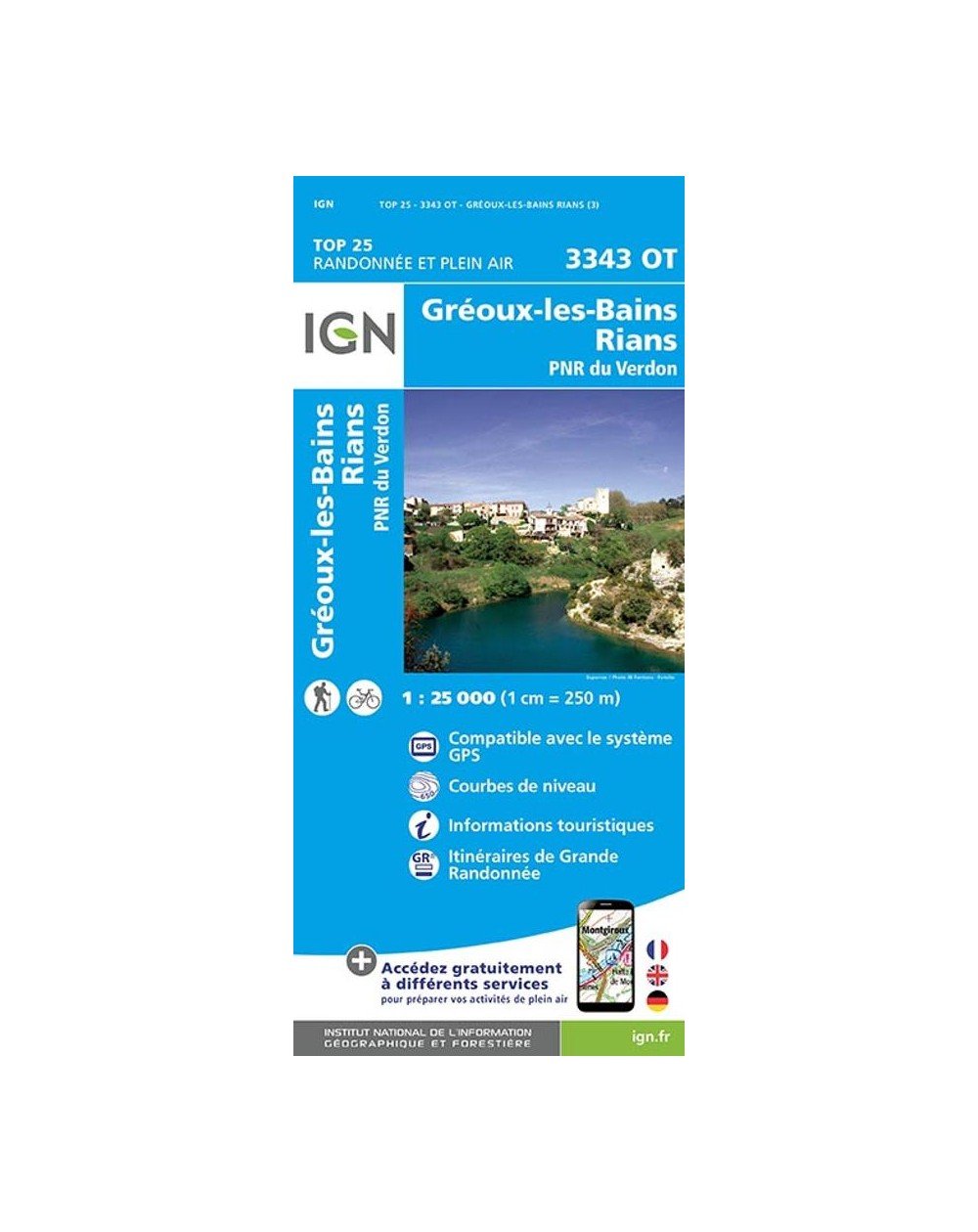 Carte IGN Gréoux-les-Bains 3343OT