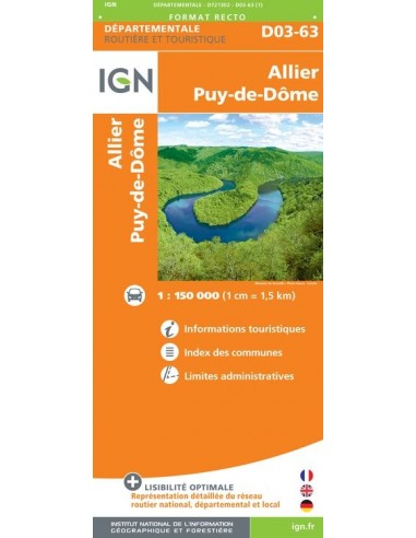 Carte IGN D721302 - D03-63  Allier Puy-De-Dôme