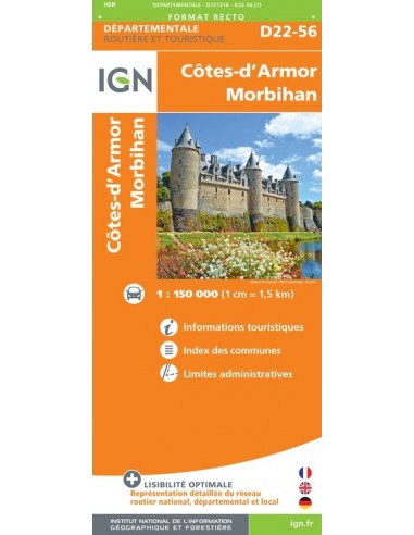 Carte IGN D721316 - D22-56 Côtes-D'Armor  Morbihan 
