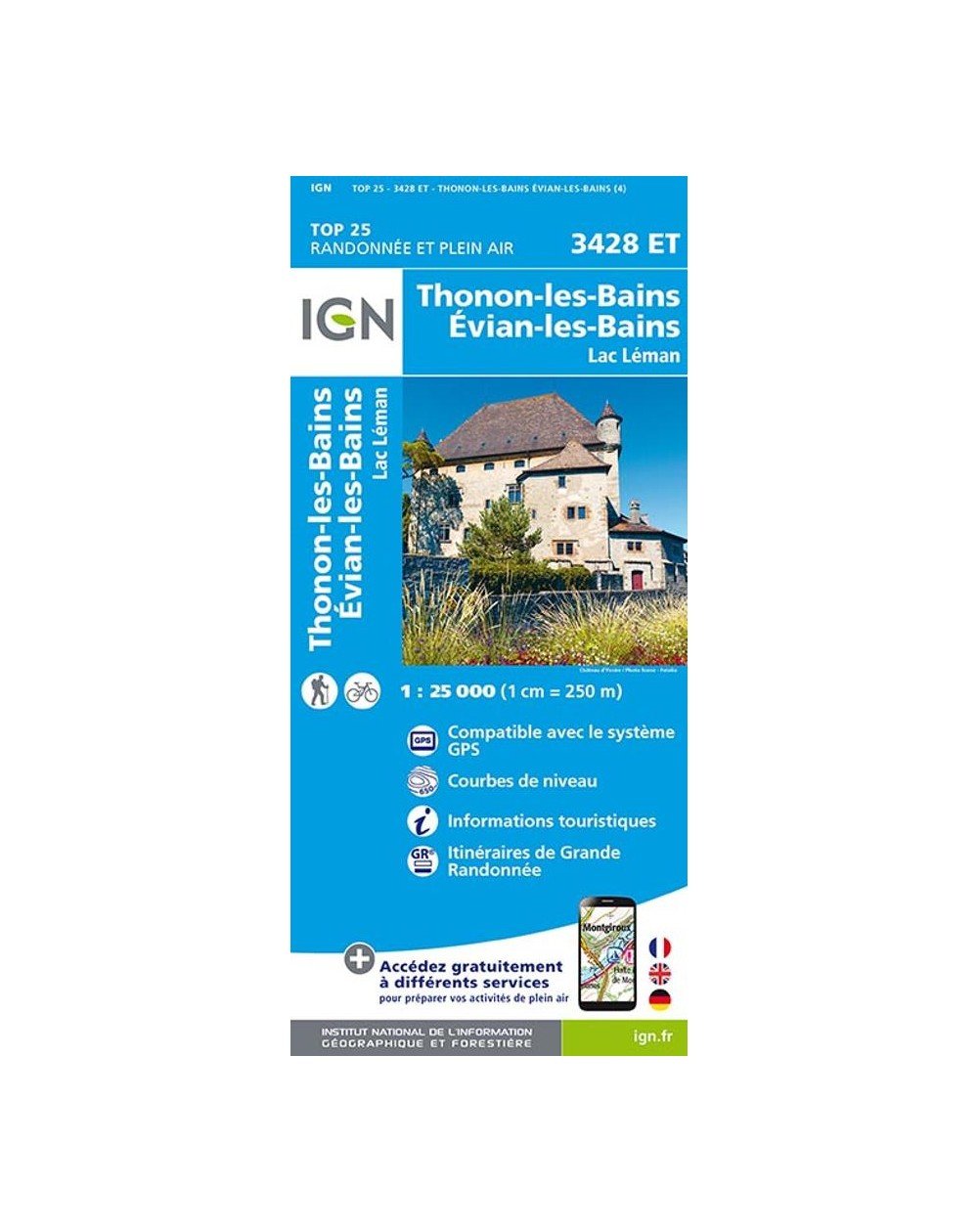 Carte IGN Thonon-les-Bains 3428ET