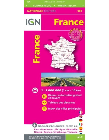 Carte IGN 1M901 - 901 France Routiere 2020 - Maxi Format