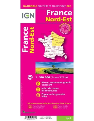 Carte IGN 1M802 - 802 France Nord Est 2020