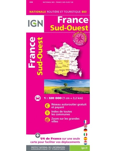 Carte IGN 1M803 - 803 France Sud-Ouest 2020