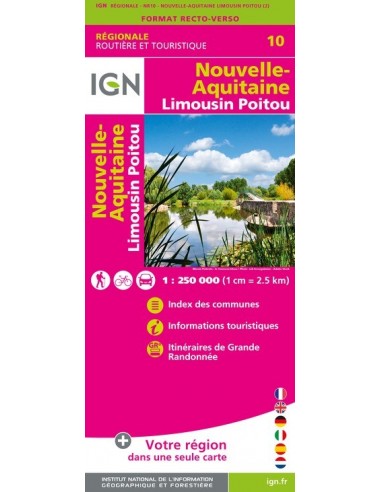 Carte IGN NR10 - Nr10 Nouvelle-Aquitaine Limousin Poitou - Recto /Verso