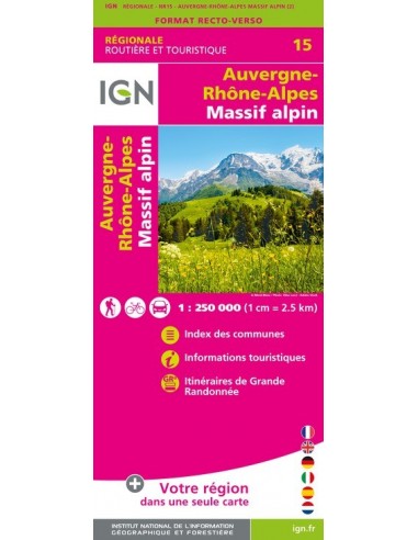 Carte IGN NR15 - Nr15 Auvergne-Rhône-Alpes Massif Alpin - Recto/Verso