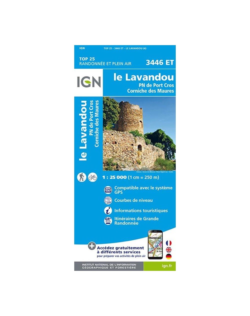 Carte IGN Le Lavandou 3446ET
