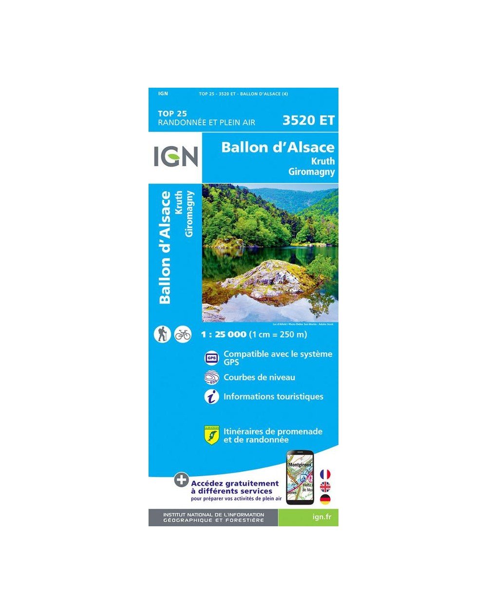 Carte IGN Ballon d'Alsace 3520ET