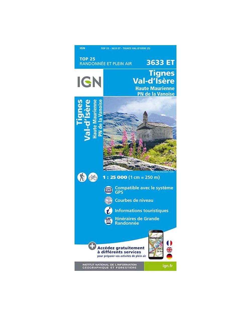 Carte IGN Tignes et Val d'Isère 3633ET
