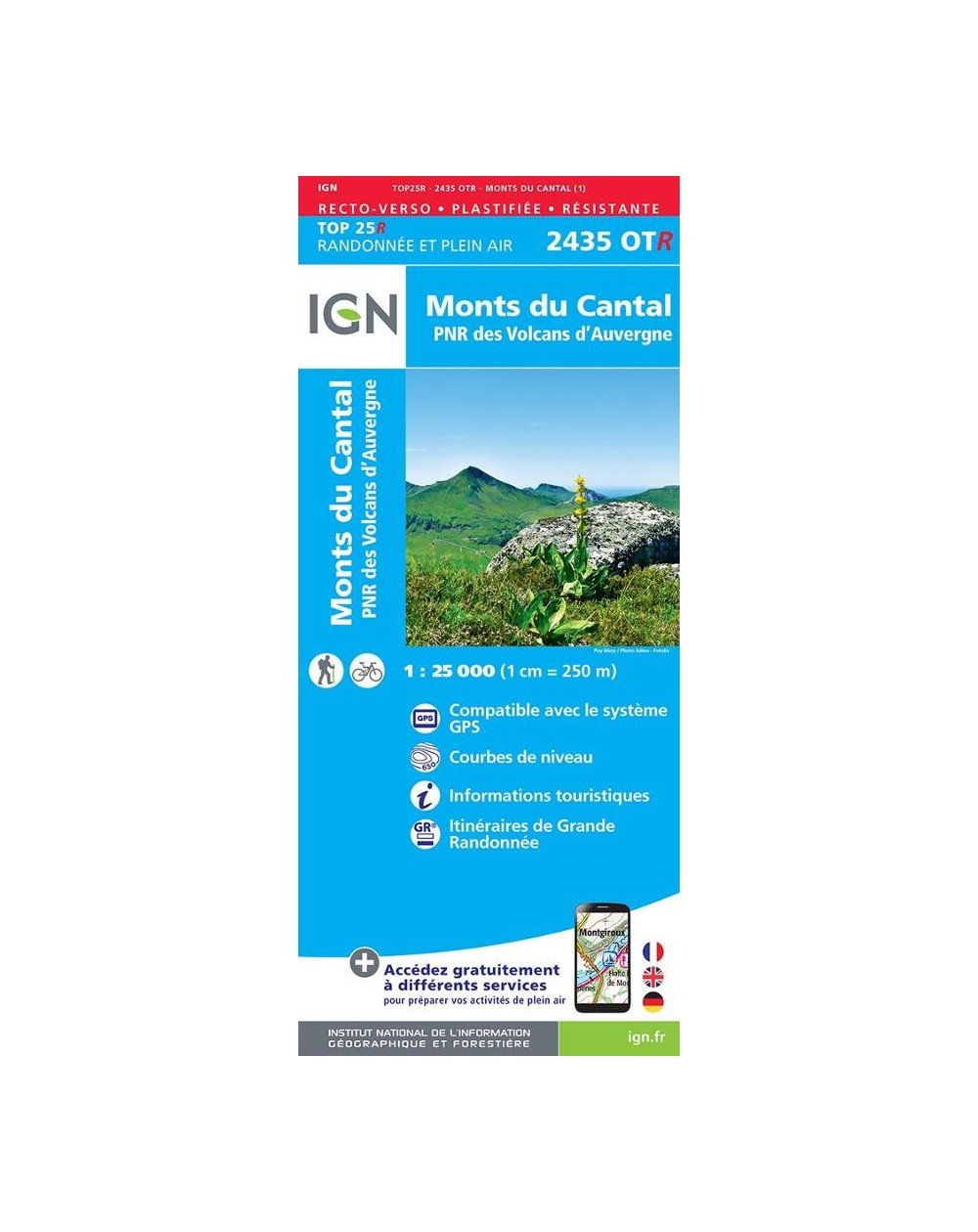 Carte IGN Monts du Cantal 2435OTR