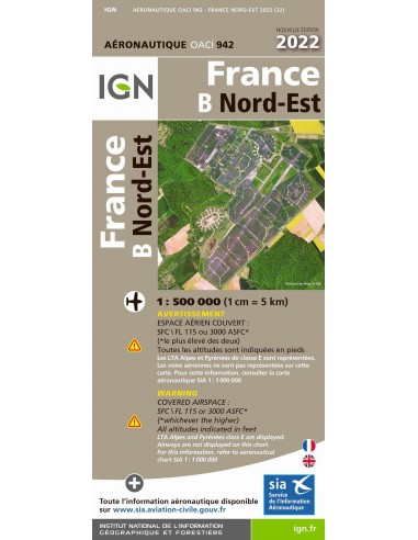 Carte IGN OACI942 - France Nord-Est 2022