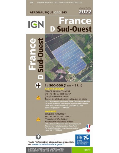 Carte IGN OACI943 - France Sud-Ouest 2022