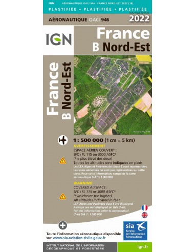 Carte IGN OACI946 - France Nord-Est Plastifiée 2022