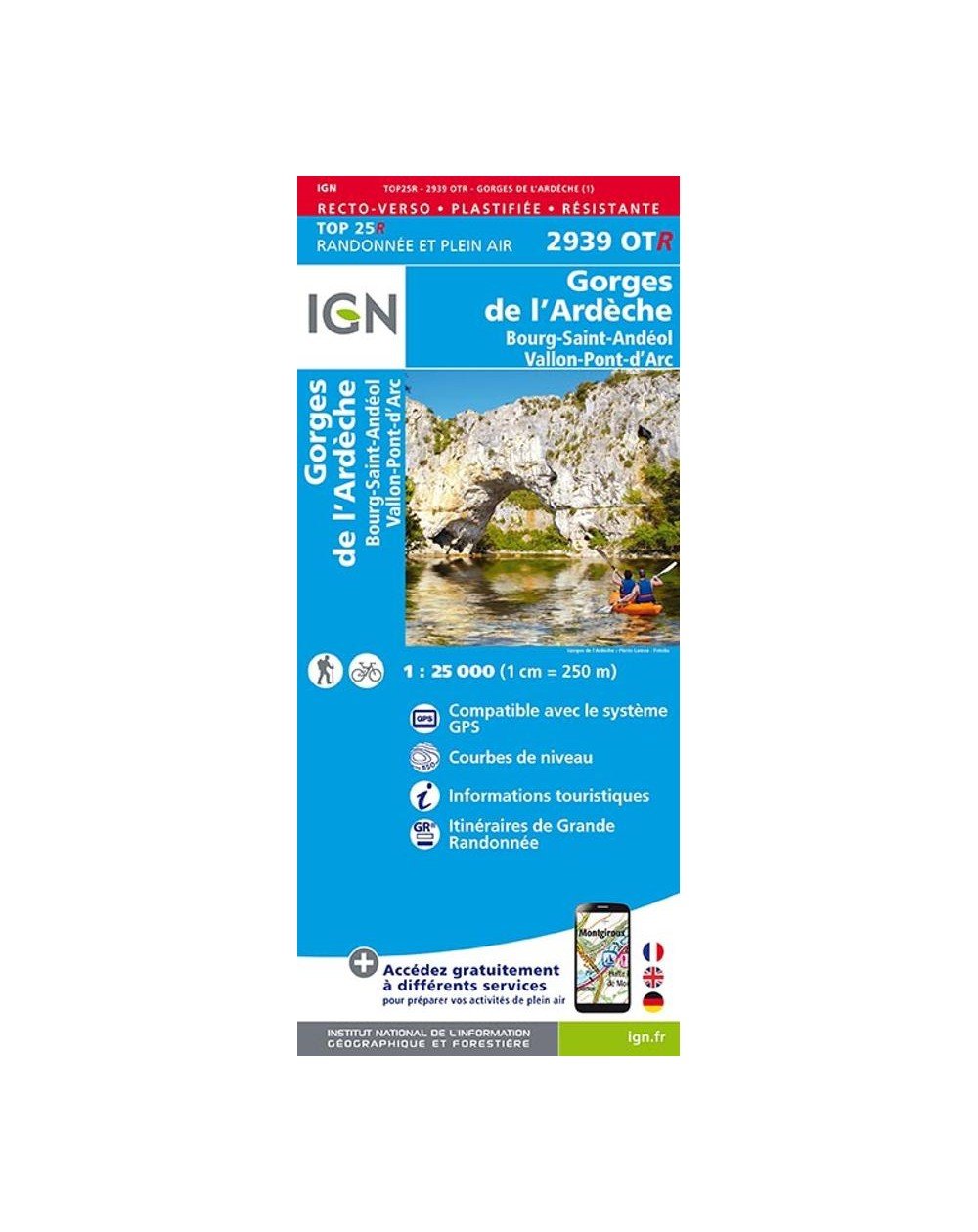 Carte IGN Gorges de l'Ardèche 2939OTR