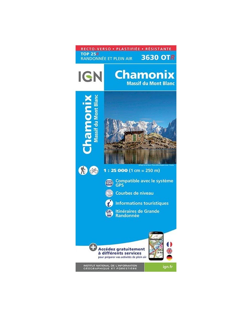 Carte IGN Chamonix Mont Blanc 3630OTR