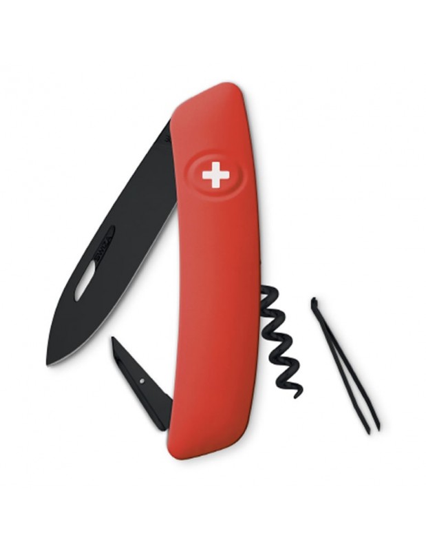 Couteau suisse 6 fonctions D01 | ALLBLACK rouge | SWIZA