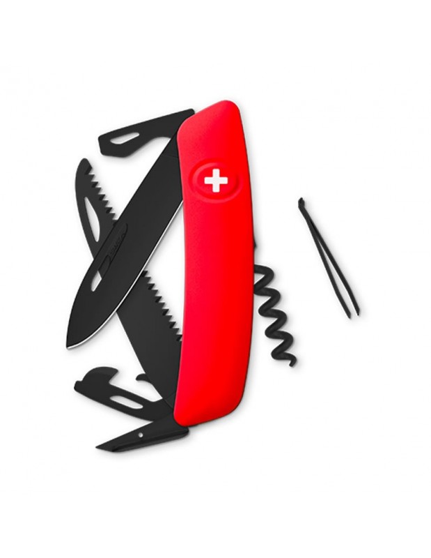 Couteau suisse 12 fonctions D05 | ALLBLACK | rouge | SWIZA