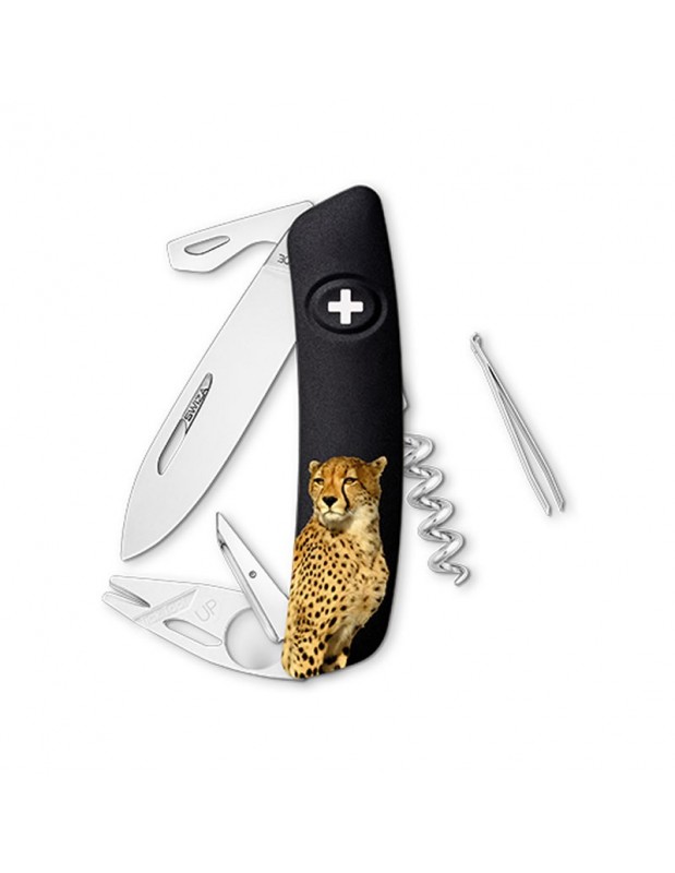 Couteau suisse 11 fonctions et tire-tique TT03 | léopard | SWIZA