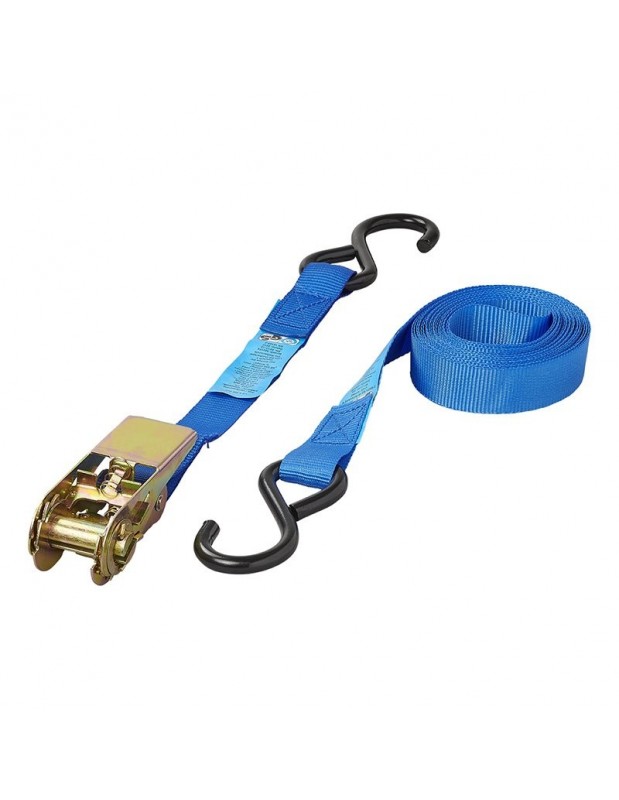 Sangle d'arrimage bleu avec tendeur à cliquet + 2 crochets 5 mètres-ProPlus-opleinair