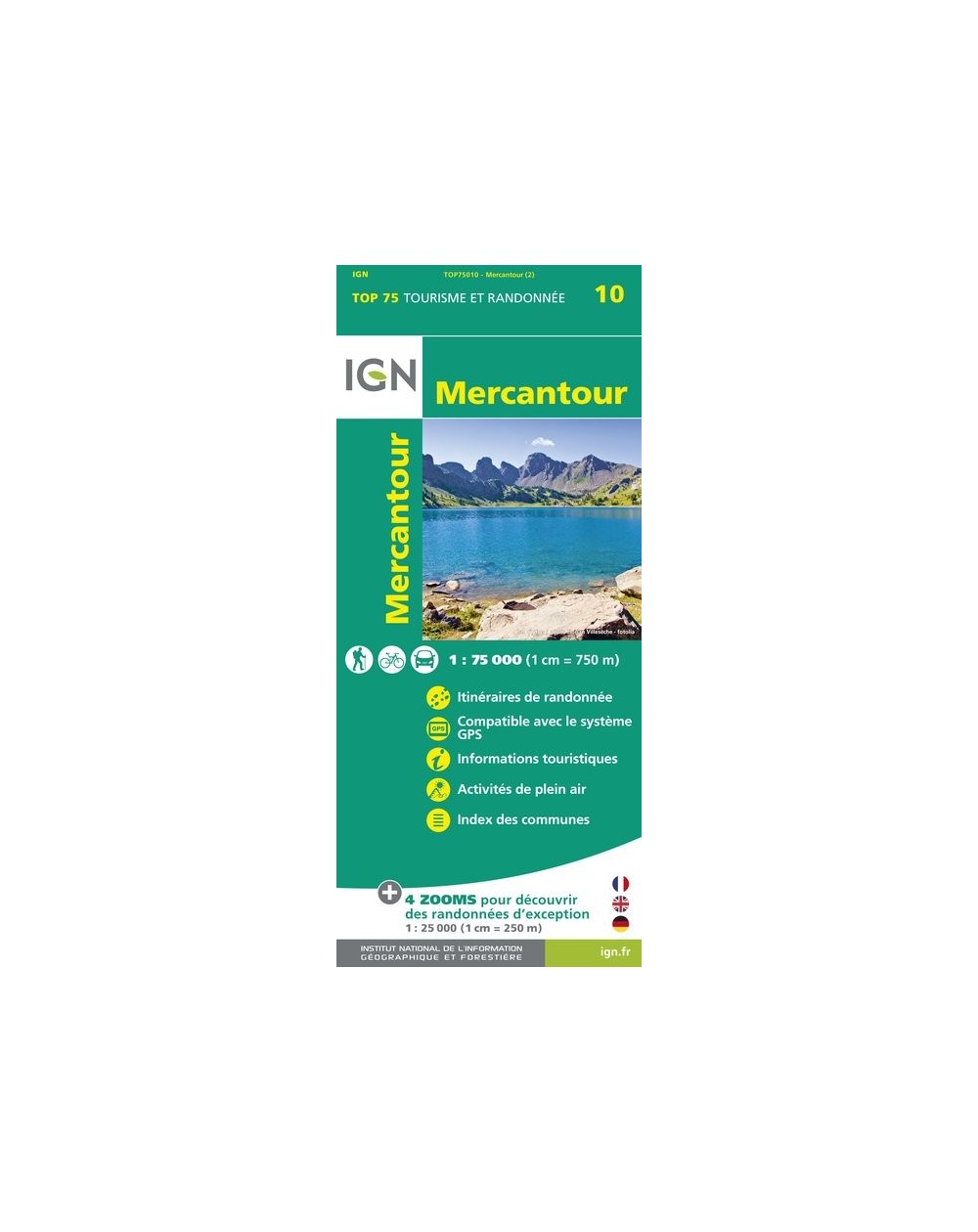 Carte touristique et randonnée IGN Top75 Parc national du Mercantour.