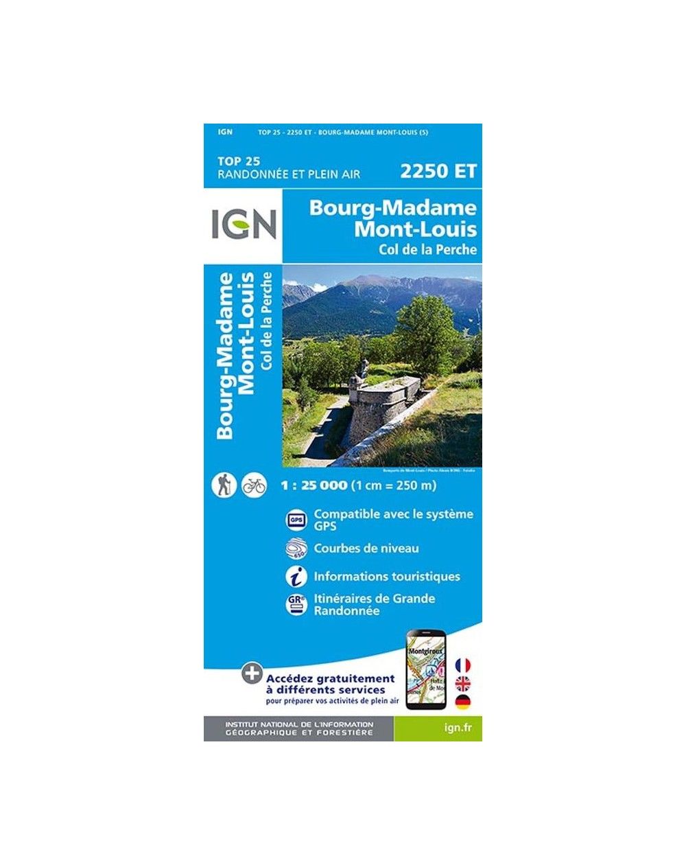 Carte IGN bourg-madame Mont-Louis 2250ET