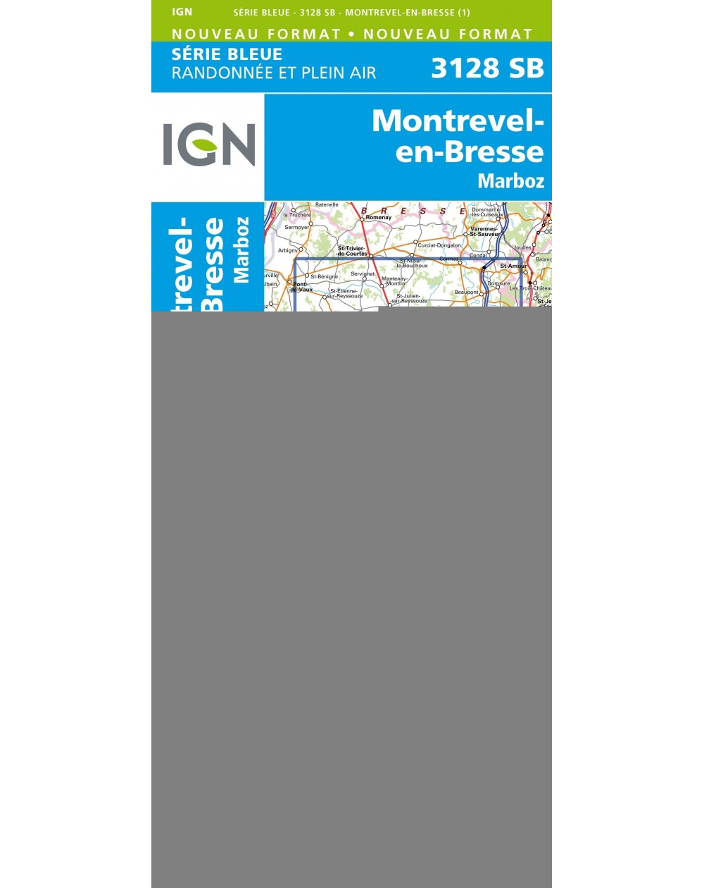 Carte randonnée Montrevel en Bresse/Marboz | série Bleue IGN-3128SB
