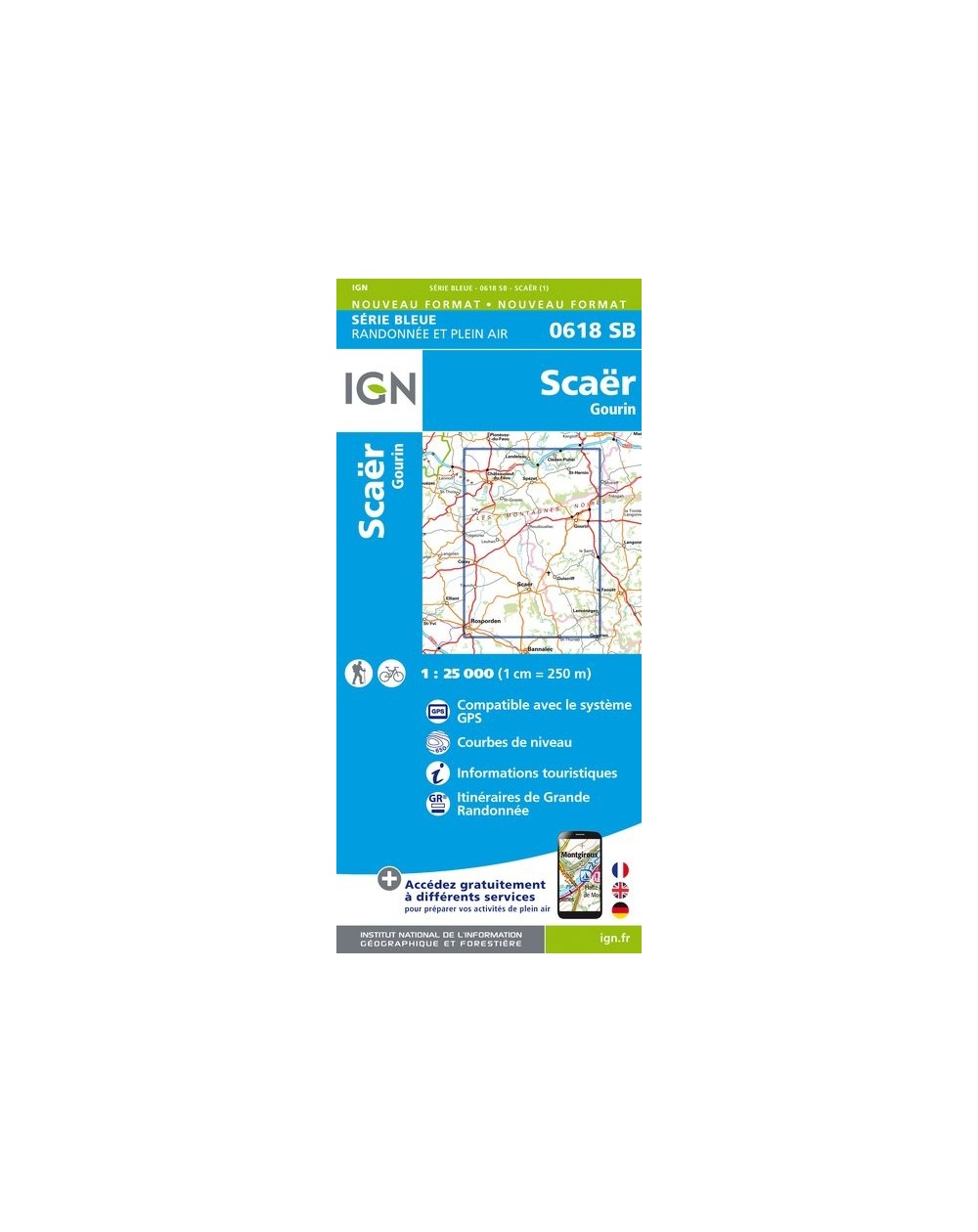 Carte randonnée Gourin | série Bleue IGN-0618SB