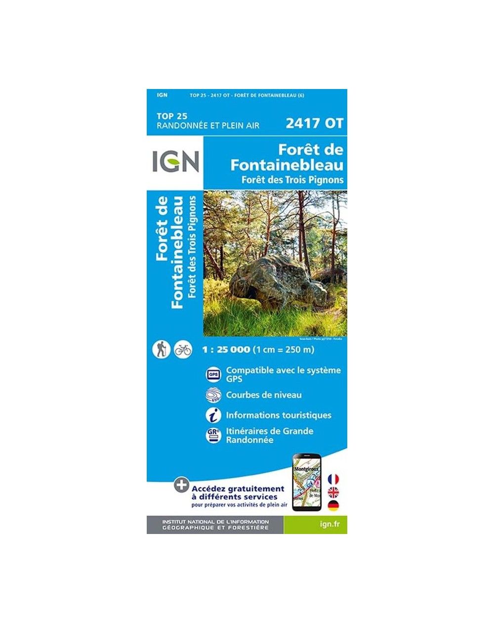 Carte IGN forêt de Fontainebleau 2417OT