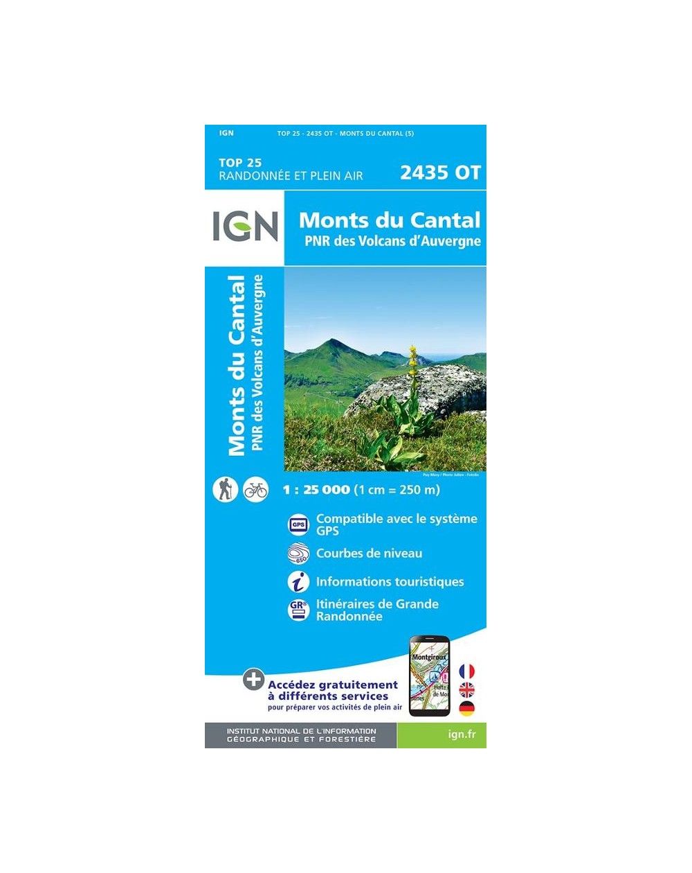 Carte IGN Monts du Cantal 2435OT