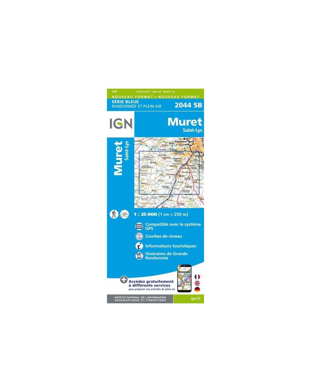 Carte randonnée Muret/Saint-Lys | série Bleue IGN-2044SB