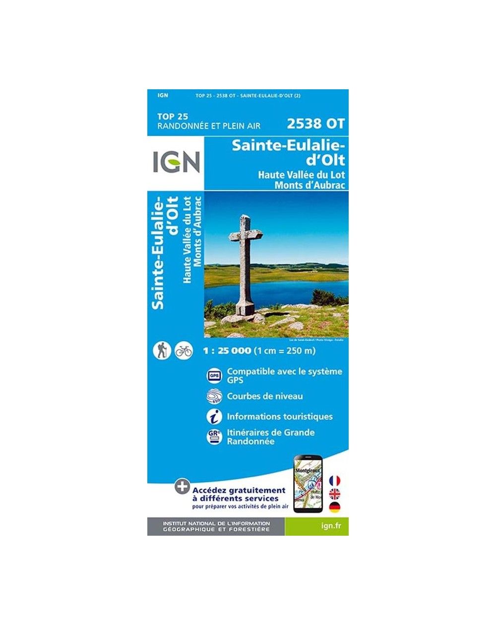 Carte IGN Sainte-Eulalie 2538OT