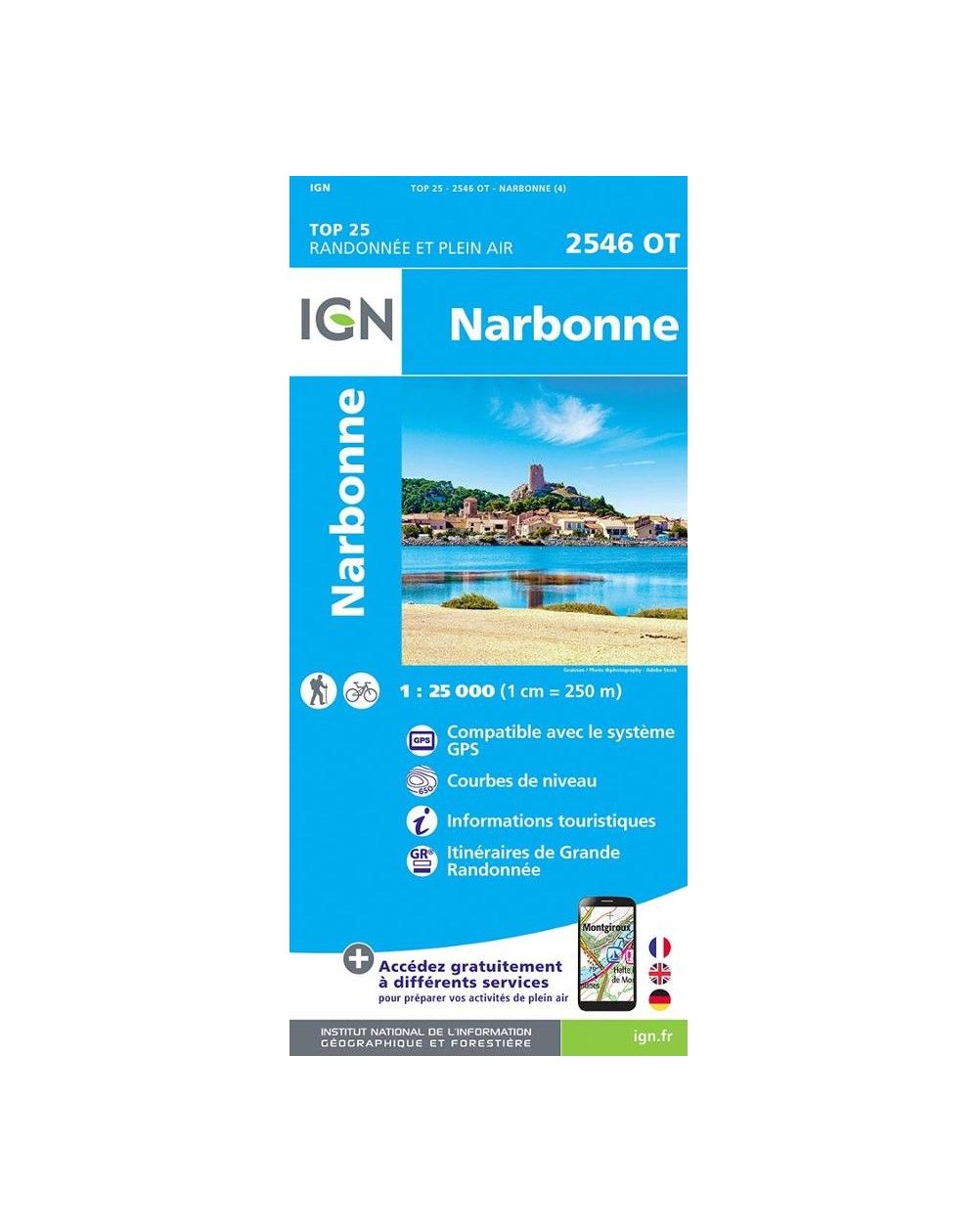 Carte IGN Narbonne 2546OT