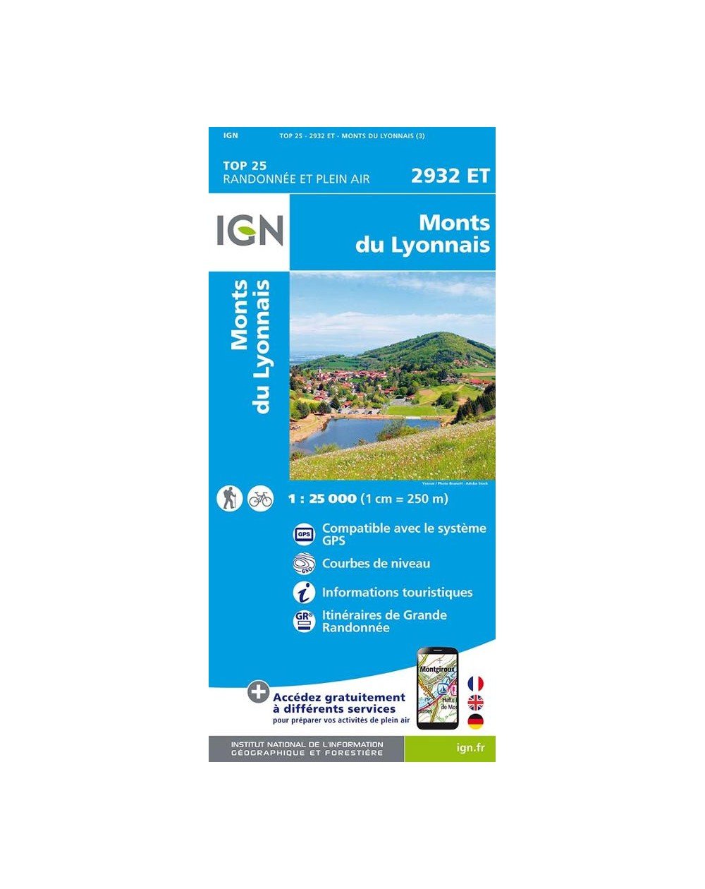 Carte IGN Monts du Lyonnais 2932ET