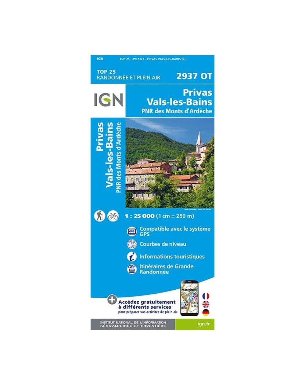 Carte IGN Privas Vals-les-Bains 2937OT