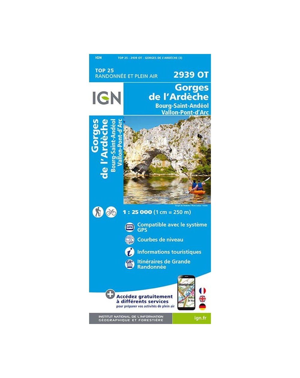 Carte IGN Gorges de l'Ardèche 2939OT