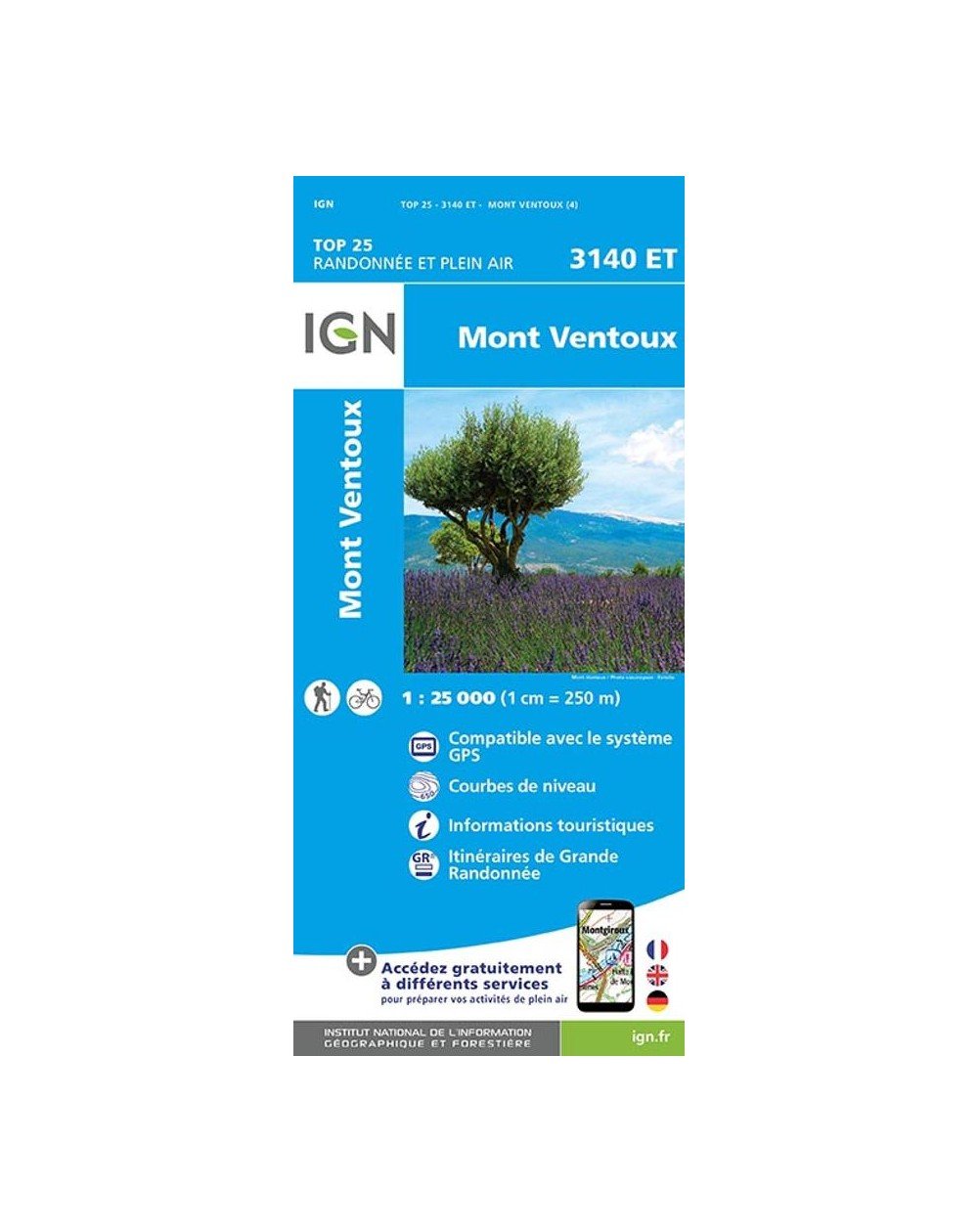 Carte IGN Mont Ventoux 3140ET