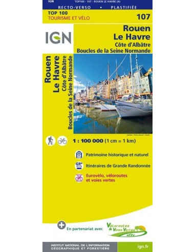 Carte Ign N° 107 Rouen Le Havre - Côte D'Albâtre