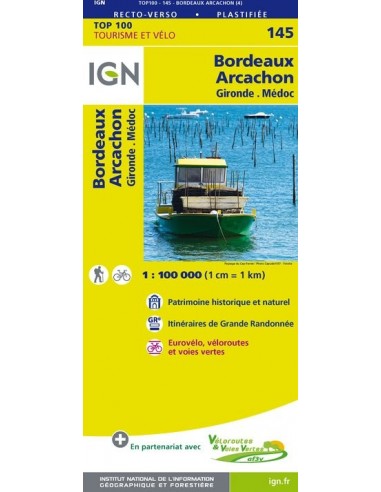 Carte Ign N° 145 Bordeaux Arcachon - Gironde   Médoc