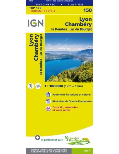 Carte Ign N° 150 Lyon Chambéry - La Dombes   Lac Du Bourget
