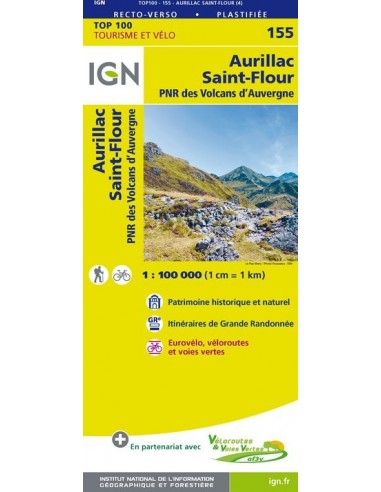 Carte Ign N° 155 Aurillac Saint-Flour - Pnr Des Volcans D'Auvergne