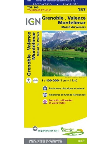 Carte Ign N° 157 Grenoble Valence Montélimar - Massif Du Vercors