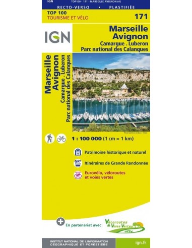 Carte Ign N° 171 Marseille Avignon - Camargue Luberon Pn Des Calanques