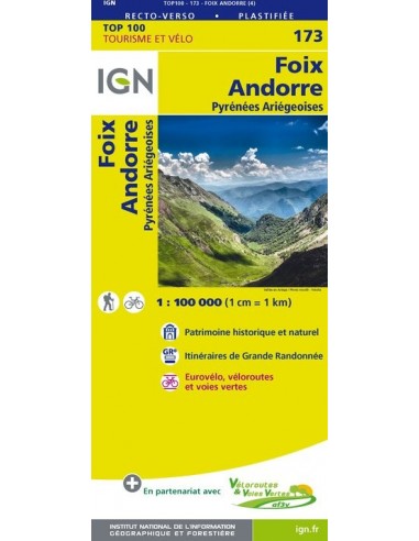 Carte Ign N° 173 Foix Andorre - Pyrénées Ariégeoises
