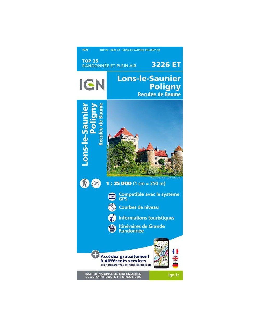 Carte IGN Lons-le-Saunier 3226ET