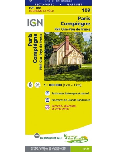 Carte Ign N° 109 Paris Compiègne - Pnr Oise-Pays De France