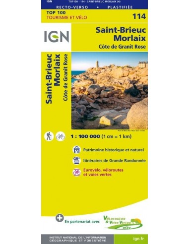 Carte Ign N° 114 Saint-Brieuc Morlaix - Côte De Granit Rose