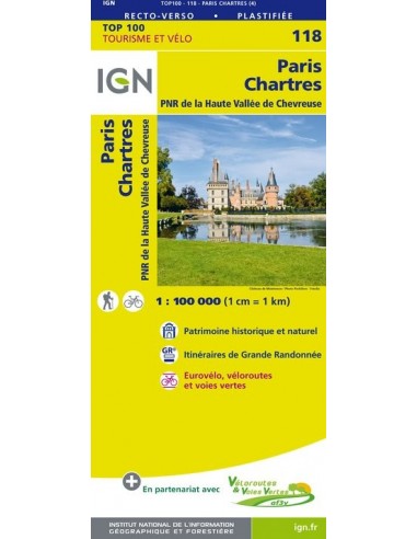 Carte Ign N° 118 Paris Chartres - Pnr De La Haute Vallée De Chevreuse