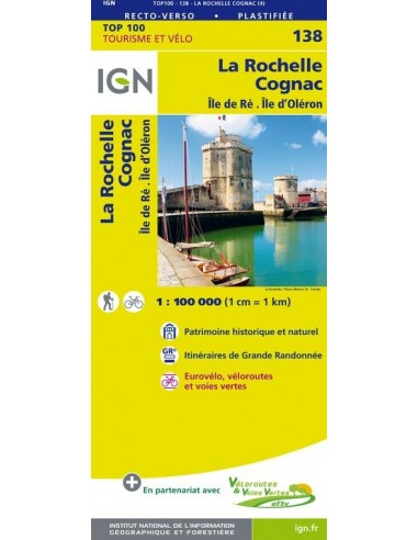 Carte Ign N° 138 La Rochelle Cognac - Ile De Ré Et Ile D'Oléron