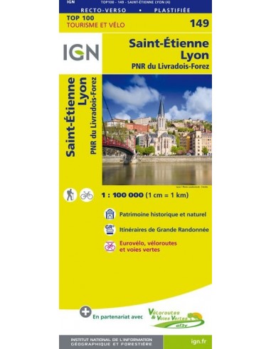 Carte Ign N° 149 Saint-Étienne Lyon - Pnr Du Livradois-Forez