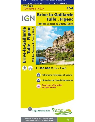 Carte Ign N° 154 Brive-La-Gaillarde Tulle Figeac - Pnr Des Causses Du Quercy (Nord)